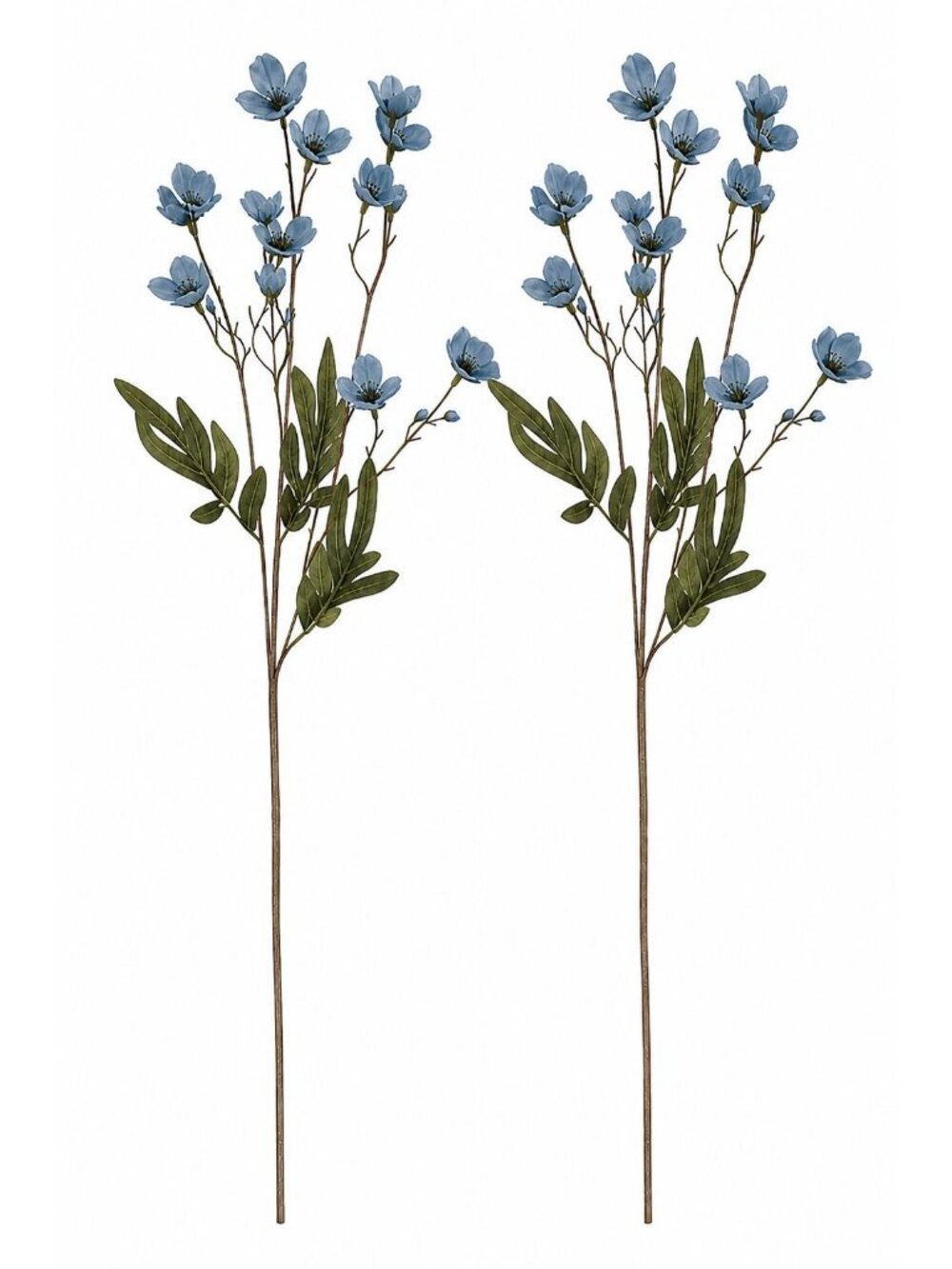 Artificial Dogwood Flower Stems Dusty Blue Slate Blue Faux Floral Cottage Wildfl